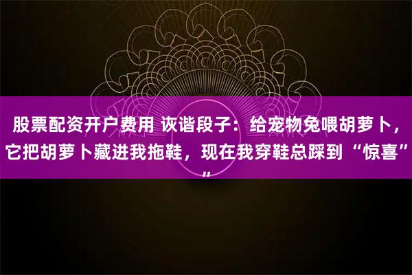 股票配资开户费用 诙谐段子：给宠物兔喂胡萝卜，它把胡萝卜藏进我拖鞋，现在我穿鞋总踩到 “惊喜”